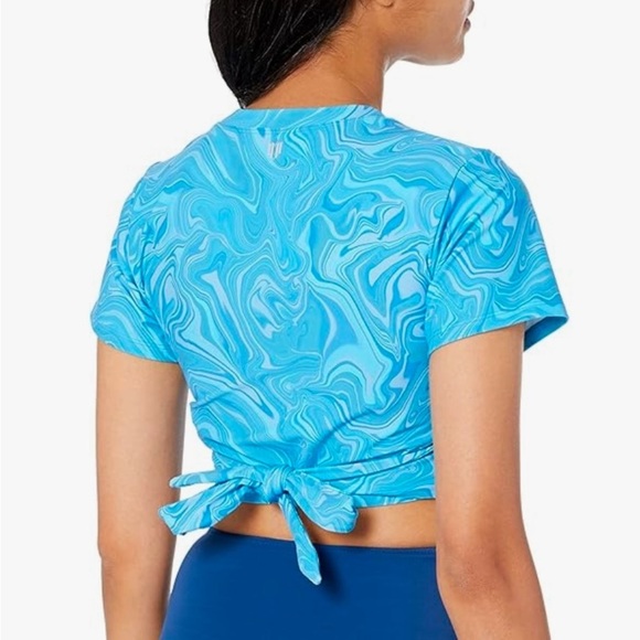 EleVen By Venus Williams | Wrapped Cropped Tee In Arctic Blue Marble | S - Picture 4 of 9